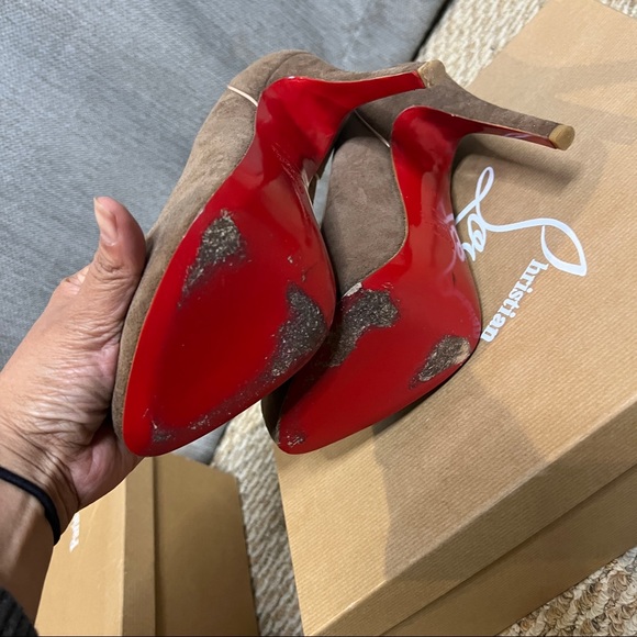 Christian Louboutin Suede Camel JS Pump 38.5 - Picture 5 of 8